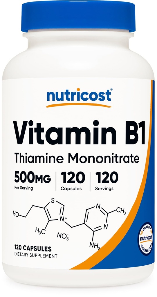 Nutricost vitamin B1 (Thiamin) 500 mg, 120 kapsler