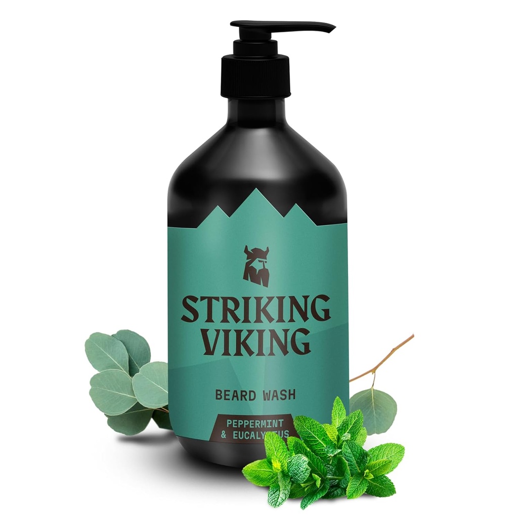 Striking Viking Beard Vaske (17 oz) Med Naturlig Peppermint & Eucalyptus Scent - Paraben & Sulfate-fri dyp rengjøring Shampoo For Beard Care