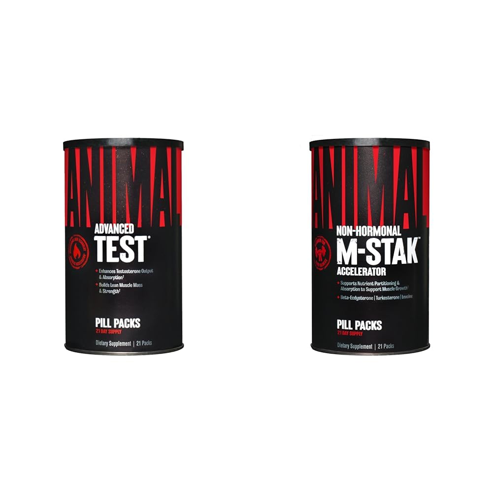 Animal Test Test Testosteron Booster 21 dagers syklus og M-Stak Hard Gainer Muscle Building Stack 21 greve