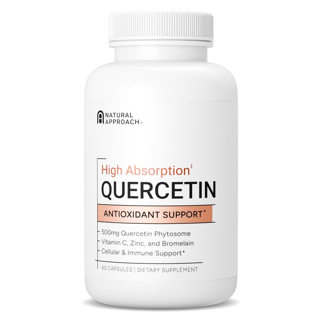 Høy absorpsjon Quercetin med Bromelain, C-vitamin og sink - 500mg Quercetin Phytosom - 50x Mer Absorpsjon - støtter immunfunksjon & cellular helse - USA Produsert Supplement - 60 Kapsler