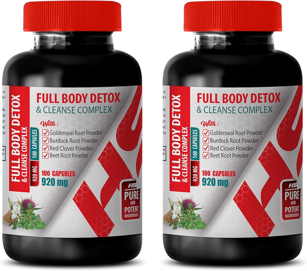 Cleanse og Detox menn - Full Body Detox og Cleanse Complex 920 MG - Melk Thistle Herbal Supplement - 2 flasker 200 kapsler