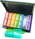 Weekly Pill Organizer 2 ganger om dagen, Moisture-Proof 7 Day Pill Case, store piller boks bærbare for reise med flyttbare individuelle beholdere å holde vitaminer, kosttilskudd og medisinering