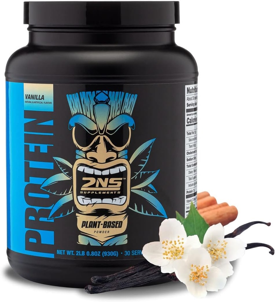 2. naturtilskudd - Plantebasert protein, Vanilla, 30 serveringer, 2.2 LB - 21G Vegan protein & EAAs å støtte muskelvekst og gjenoppretting - Ingen sukker lagt til og laget uten soya, gluten eller GMOs