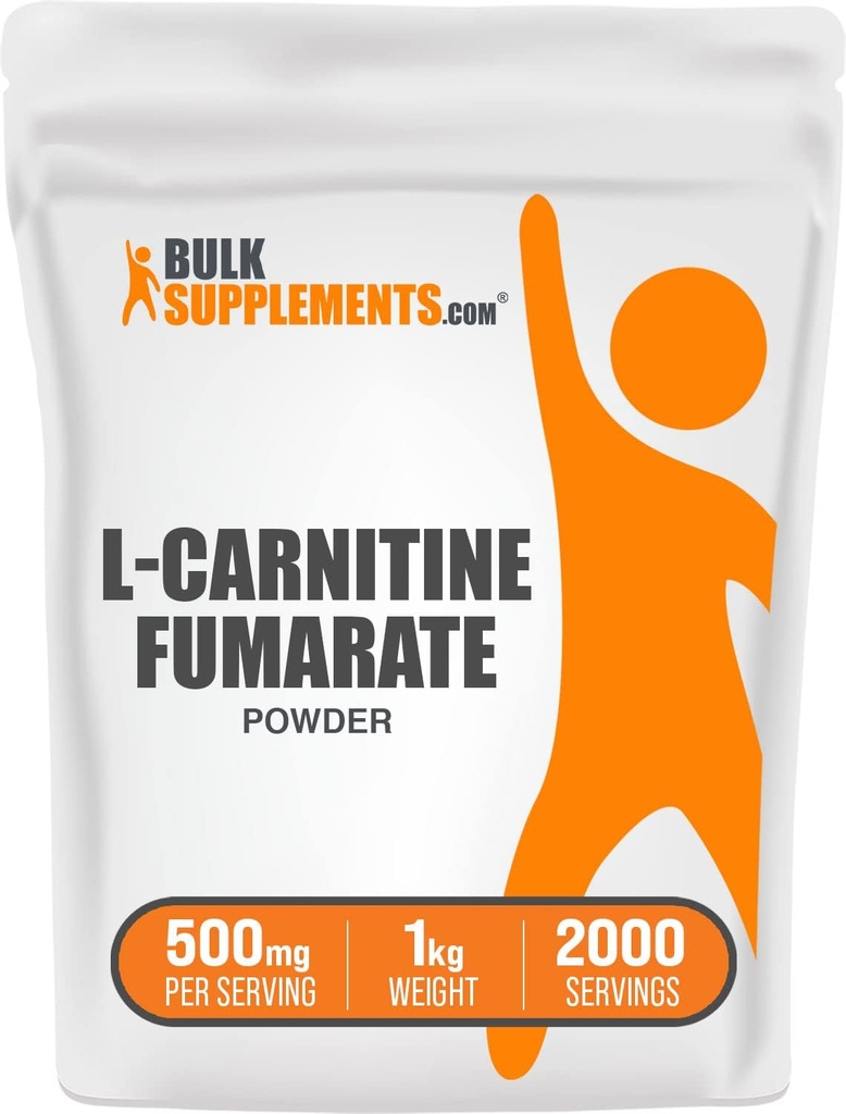 BulkSupplements.com L-Carnitine Fumarate pulver - Carnitine Supplement, Idrettsnæring, L-karnitine 500mg - Glutenfri, 500mg per servering, Glutenfri, 1kg (2,2 lbs) (Pack of 1)