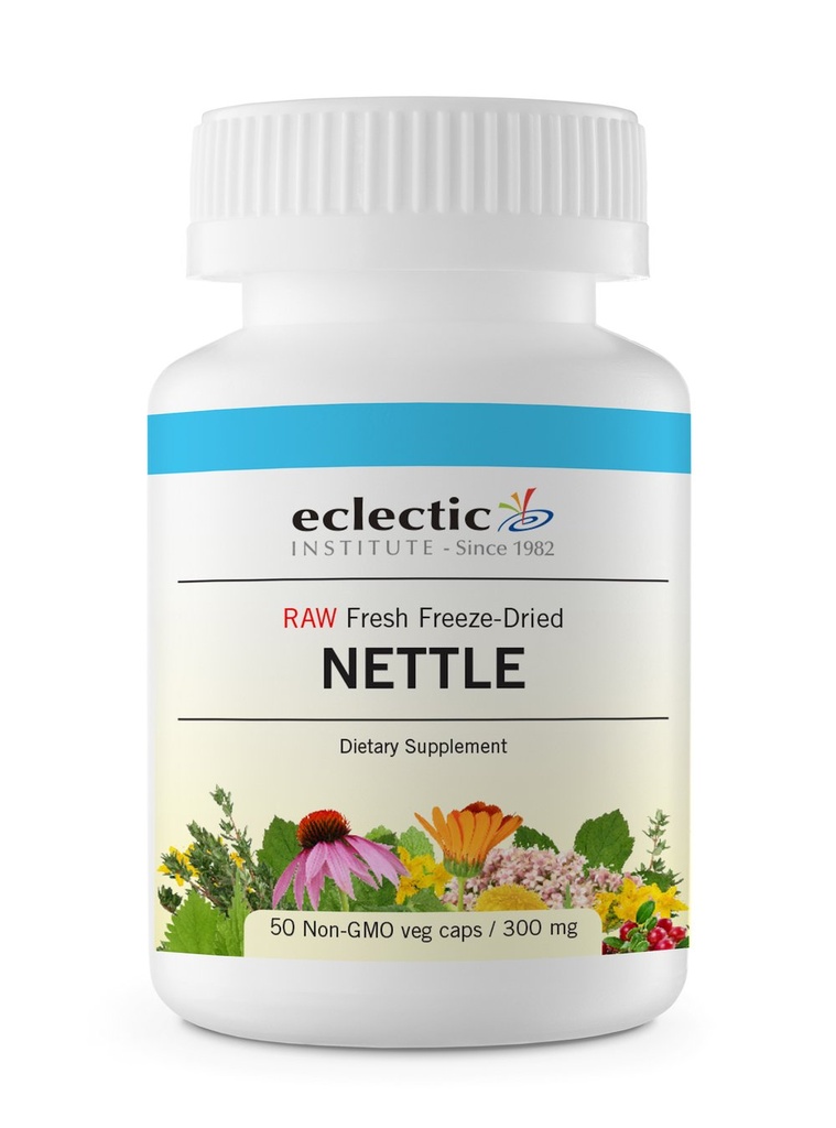 Eklektisk urt Raw Freeze-Dried Non-GMO Nettle Leaf | Sunn Sinus Support, Histamine Response & Respiratorisk velvære | 50 Veg Caps (300 mg)