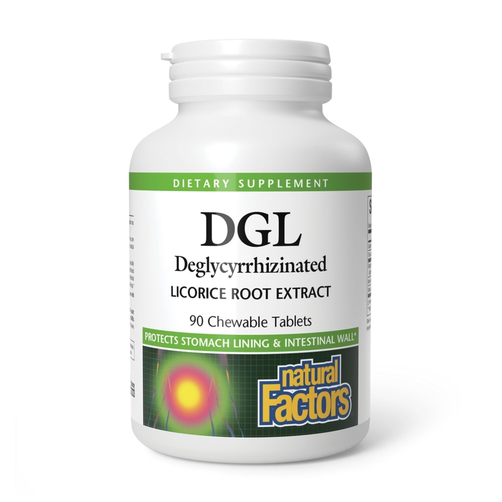 Naturlige faktorer DGL Chewable - Digestiv støtte Supplement med lakkrise rot ekstrakt - Chewable tabletter støtte mage lining og helse - ikke-GMO & Glutenfri - 90 Chewable tabletter (90 Serveringer)