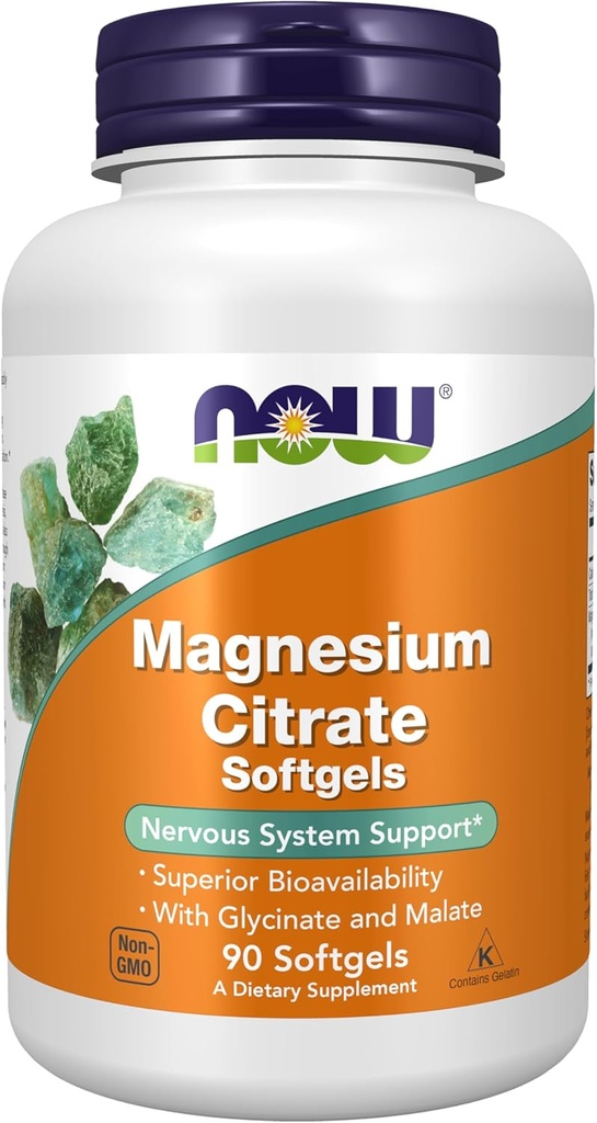 Nå Mattilskudd, Magnesium Citrat, Med Glycinat & Malat, Nervesystem Støtte*, 90 Softgels