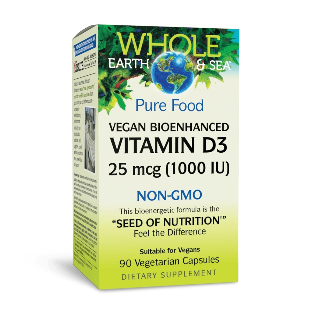 Naturlige faktorer Hele jorden og havet vitamin D3 - Diett Supplement støtter sterke bein og ledd - Bidrar kalsiumabsorpsjon - Vegansk & ikke-GMO - 90 Vegetariske kapsler (90 Serveringer)