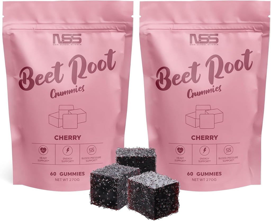 Beet Root Gummies med Cherry Flavor, Beet Chewables med lagt Grape frø ekstrakt - Naturlig farge og flavor - Beetroot Chews for trening, helse og velvære Gummies (120ct)