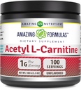 Amazing Formler Acetyl L-karnitin 100 gram (3.5 Oz) pulver Supplement | 100 Serveringer | Ikke-GMO | Glutenfri | Laget i USA