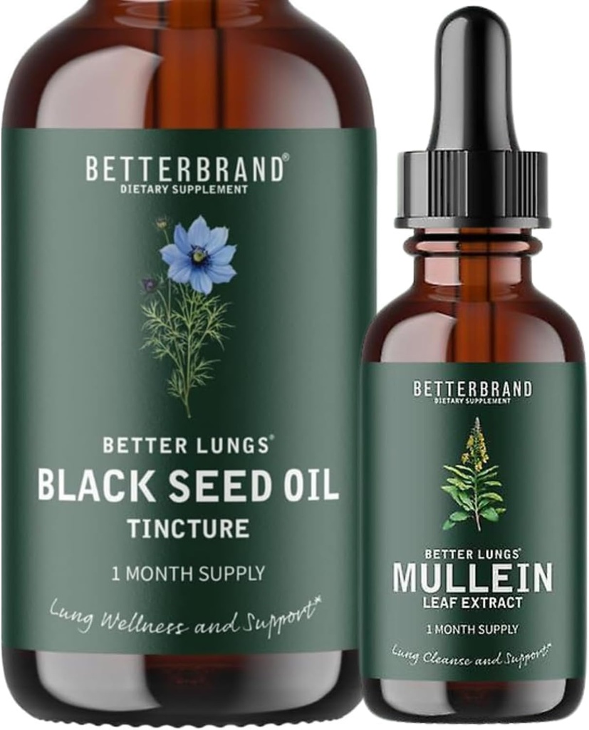 BedreLungs Mullein Leaf Ekstrakt og svart frøolje Tinktur Bundle