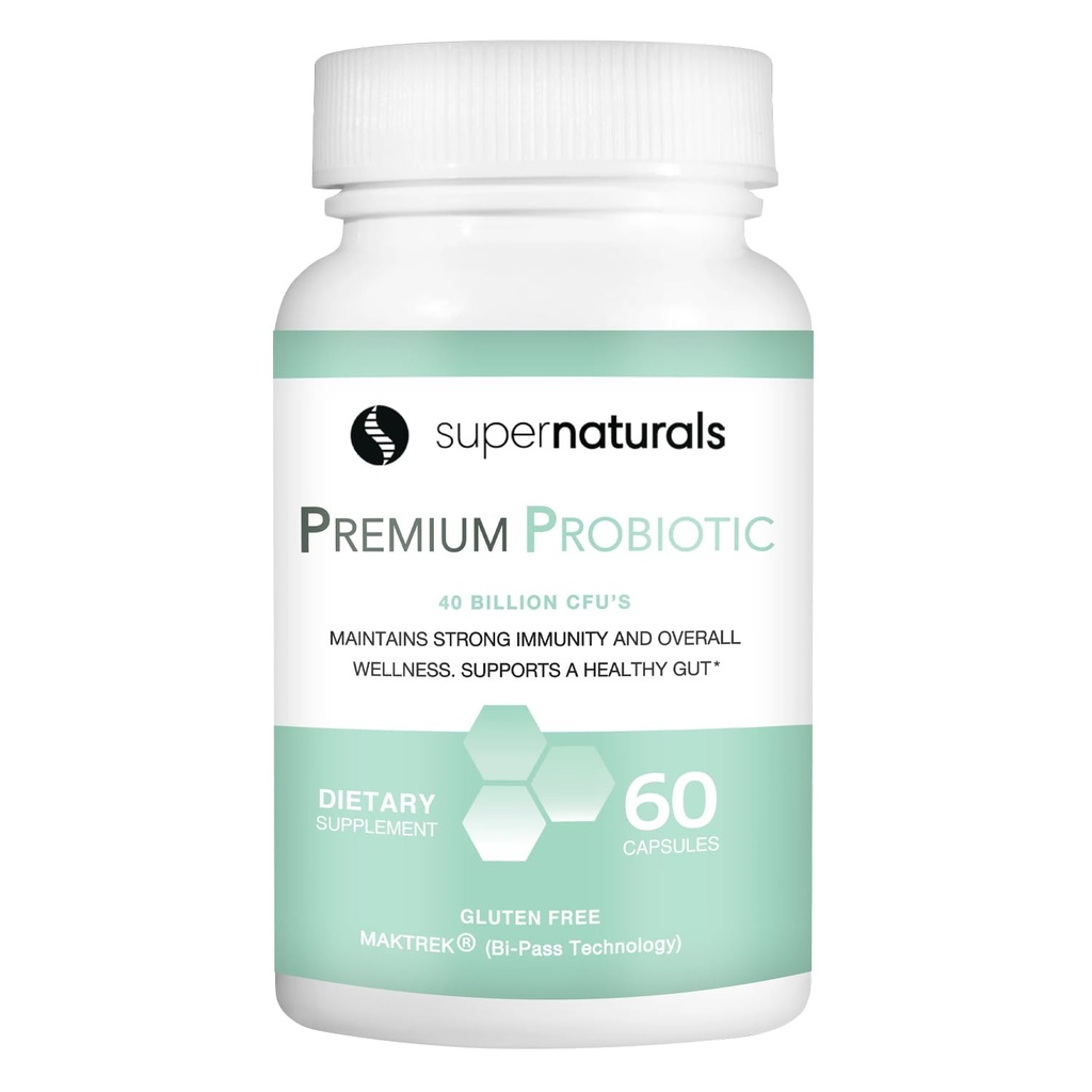 Premium Probiotika, 40 milliarder CFU Probiotika for Digestive Helse, laget med MAKTrek Bipass teknologi, Kvinner & Mens Probiotika for Gut Helse, 60 Probiotiske kapsler
