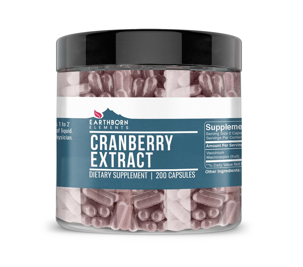 Jordbårne elementer Cranberry Extract 200 kapsler, ren og ufortynnet, ingen additiver