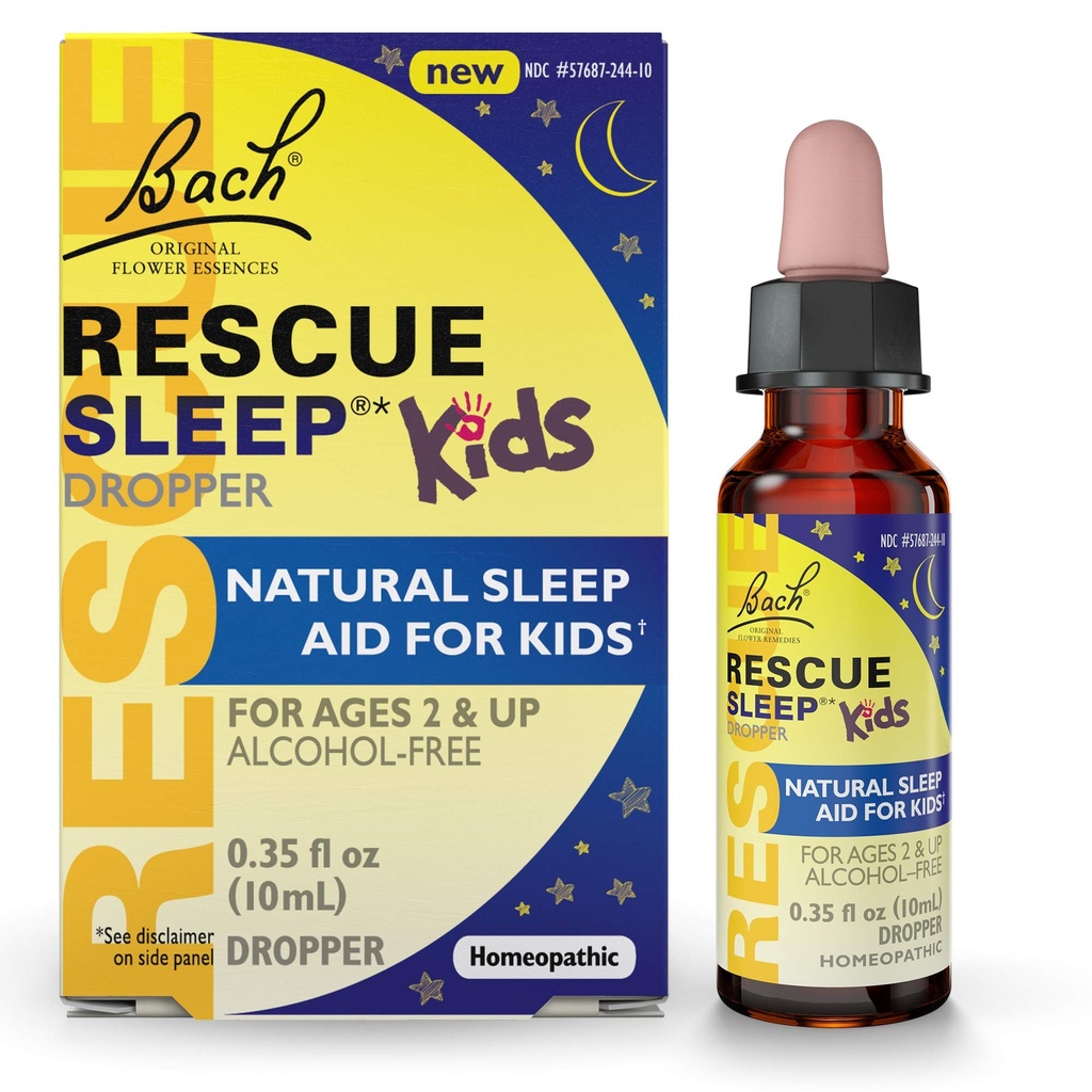 Bach RESCUE SLEEP KIDS Dropper 10ml, Naturlig søvn og stress Relief Aid, Homøopatisk Blomster Essens, Gratis Melatonin, Sukker & Gluten, Kid-vennlig, Ikke-alkohol formel