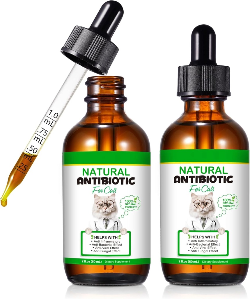 Kattantibiotika, Antibiotika for katter, Naturlige Cat Multivitamin Herbal Supplement 60ml-2pcs