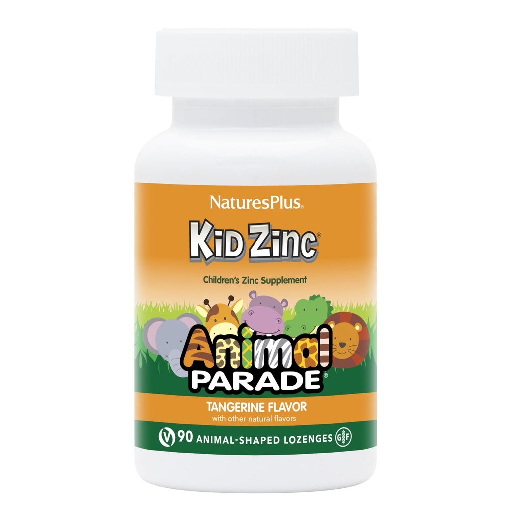 NaturesPlus Animal Parade KidZinc, Tangerine Flavor - 90 Animal-Shaped Lozenges - Organisk Chelated Sink - Vegan, Glutenfri - 90 Serveringer