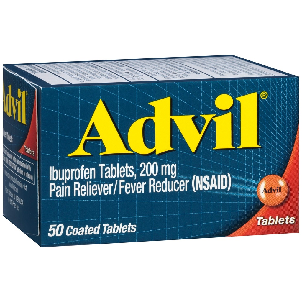 Advil Pain Relief og feber Reduser, Ibuprofen 200 mg for smertelindring - 50 belagte tabletter