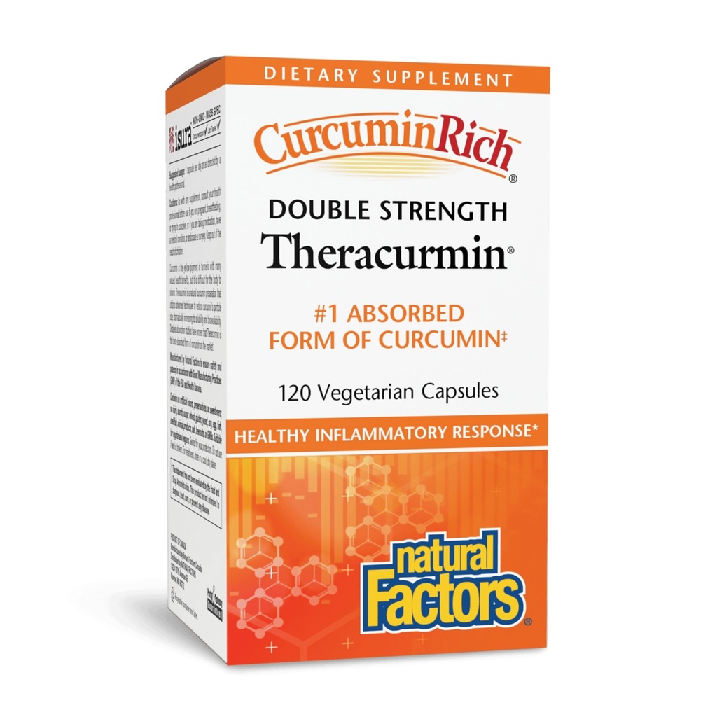 Naturlige faktorer CurcuminRich dobbel styrke Theracurmin - Antioksidant støtte Supplement med Curcumin - Diett Supplementshjelpemidler Muskel & - 120 Vegetariske kapsler (120 serveringer)