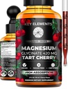 Væske Magnesium Glycinate 420 Mg med naturlig Tart Cherry Extract | Magnesium Glycinate Drops Supplement for søvn, Mood & Mobility Support | Tart Cherry Extract