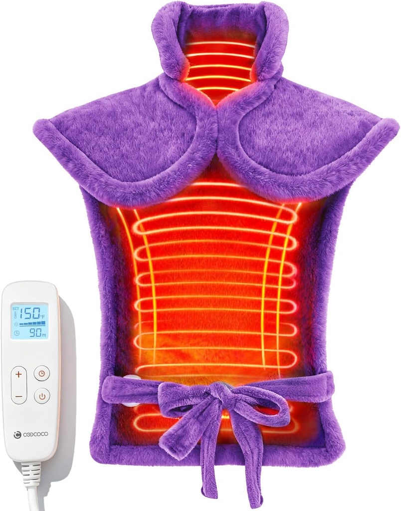 CooCoco tilbake Oppvarming Pads for kvinner bestemor, FSA kvalifisert varme Pad for rygg smertelindring, Søt varmepad med 6 varmenivå, julegaver for mormor hennes bestemor, ETL sertifisert, lilla