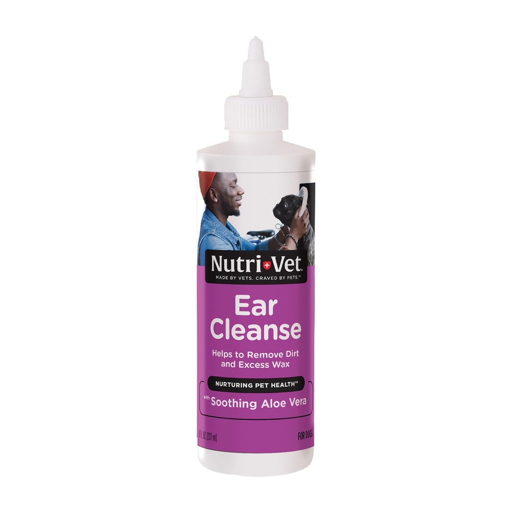 Nutri-Vet ørerense for hunder, flytende ørerenser med Soothing Aloe og salicylsyre, fjerner og renser Wax, dirt og debris, deodorizes, og kløe relief, Gentle Veterinærformulert, 8oz