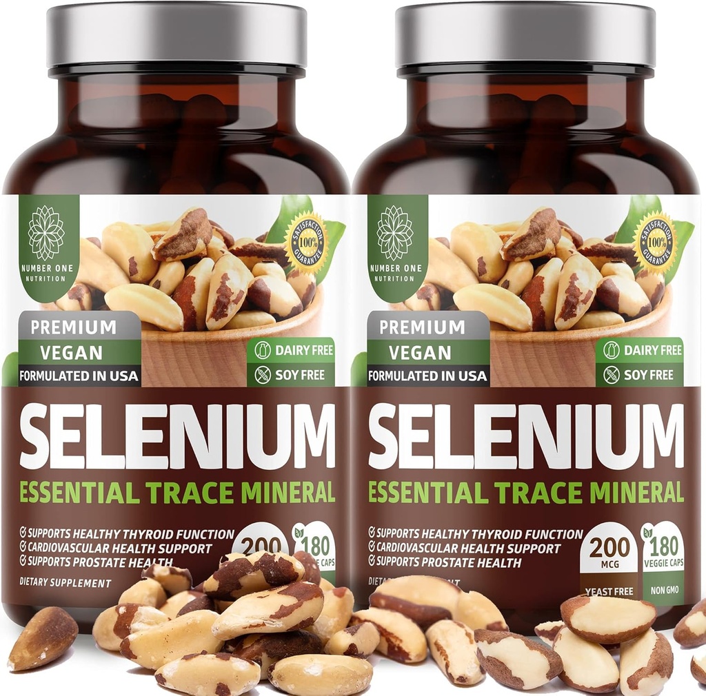 2-Pack N1N Premium ren selen [Max Absorpsjon, 200MCG] å støtte immunisme, hjerte og prostata helse, 360 Veg Caps