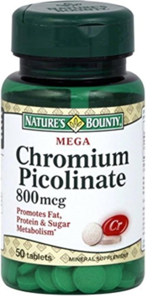 Naturens Bounty Mega Chromium Picolinat 800 mikrog tabletter 50 ea (pakke med 2)