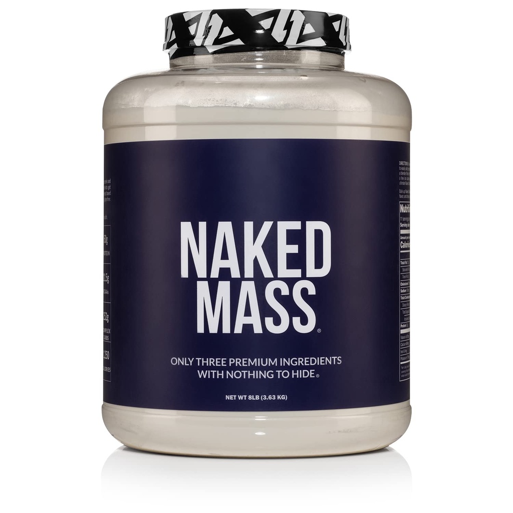NAKED Mass - naturlig vektvinner protein pulver - 8 LB bulk, GMO gratis, glutenfri og soya gratis. Ingen kunstige ingredienser - 1.250 kalorier per servering