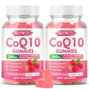 Sukkerfri CoQ10 Gummies 250 mg, Coenzym Q10 kosttilskudd Plus Omega-3, Vitamin B6 & sink, høy absorpsjon CoQ10 Supplement for Cellular Energy & Antioksidant Support, bringebær Flavor, Vegan 120Cts