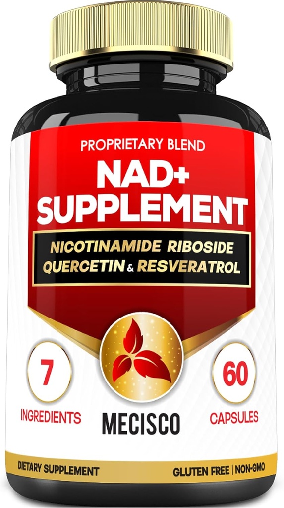 NAD+ Tilskudd med Nikotinamid Riboside m/Quercetin, Resveratrol, Turmeric, Rhodiola Rosea, Astragalus - 60 Count