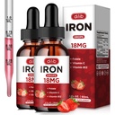(2 pakke) flytende jerntilskudd for kvinner og menn jern faller jerntilskudd for anemi med folat, vitamin C, B12 for rød blodcelle støtte-Strawberry, 4 Fl Oz