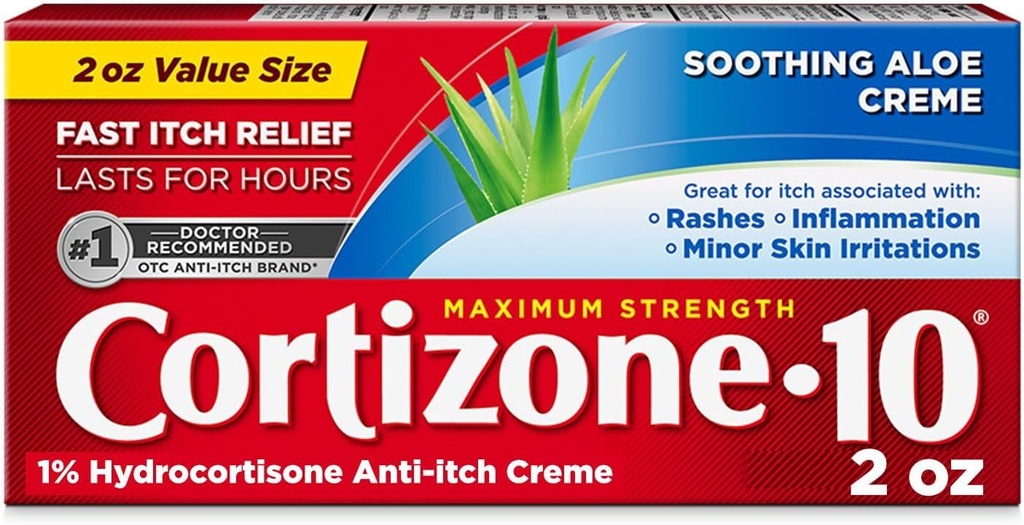 Cortizone 10 Maks styrke Anti-Tykk Krem med Soothing Aloe, 1% Hydrokortison Creme, 2 oz. (gammel emballasje)