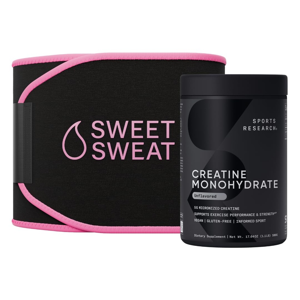 Idrettsforskning Kreatinmonohydrat og søt sweat waist trimmer - svart/pink (stor)