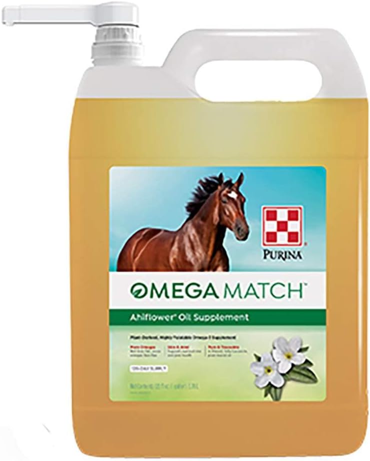 Omega Match Ahiflower Olje Hest Supplement 1 Gallon (1 GAL) Flaske