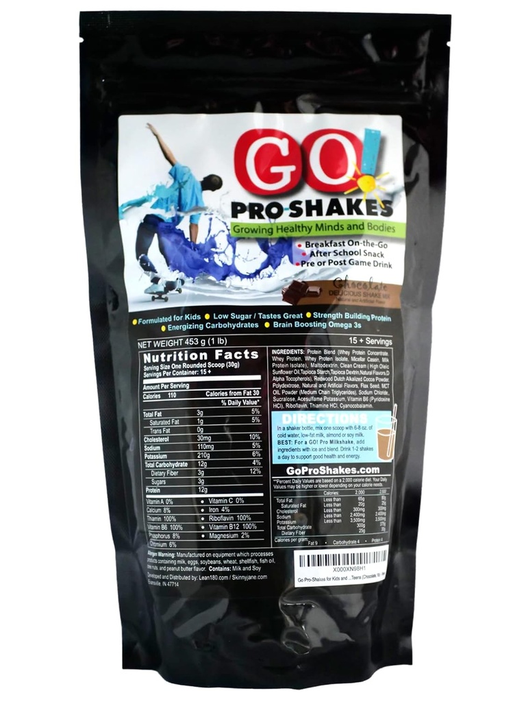 GO Pro Shakes – Protein pulver smoothie for barn og tenåringer – Sunn Snack – Ingen lagt sukker – støtter vekst og styrke – rik sjokoladeflavor