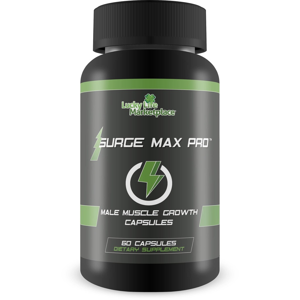 Surge Max Pro - Muskelvekstformula - Forsterkning av kraft, styrke, utholdenhet og energi - Eksplosiv muskelpumpe - Store gevinster - Bistand Oksygen & næringsstoff Levering til muskler - L-Arginin - Bygg muskelmasse