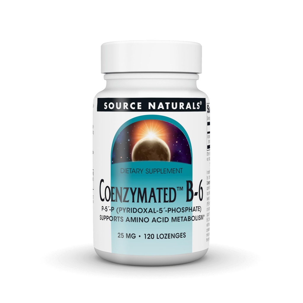 Kilde Naturals Koenzymert B-6, P-5 Pyridoxal-5 Fosfat Fast-Acting, hurtig oppløsning vitamin støtter Amino Acid Metabolisme*, 25 mg - 120 Lozenges