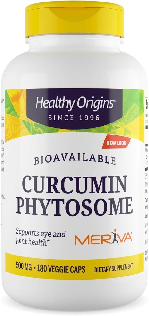 Sunn opprinnelse Curcumin Phytosome (Featuring Meriva SF) 500 mg, støtter helse i ledd og øyne, ikke-GMO, Vegan, 180 Veggie kapsler