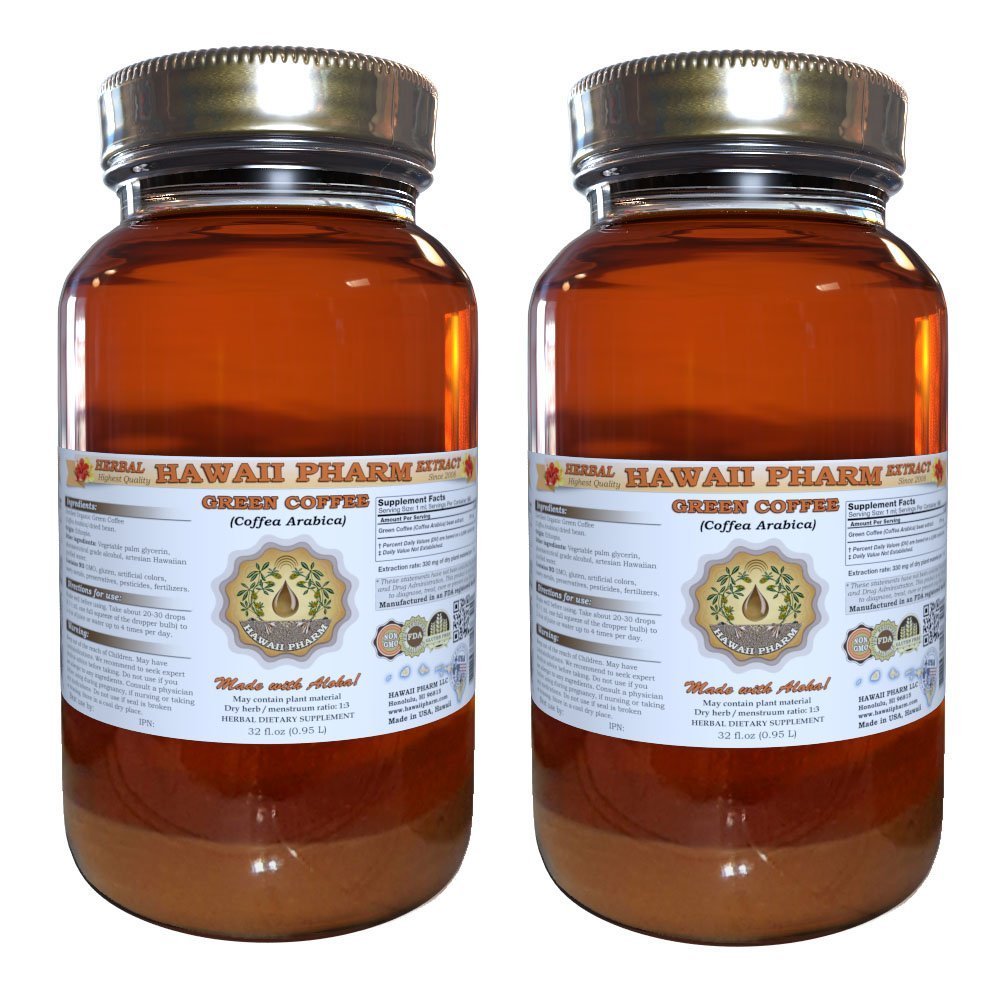 Grønn kaffe flytende ekstrakt, grønn kaffe (Coffea Arabica) Bean pulver tinktur supplement 2x32 oz ufiltrert