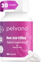 Pelvana Boric Acid Suppositories for kvinner 30 greve - for Vaginal Odor & Friskness, feminin hygiene og velvære - Tredjeparts Lab verifisert & flasket i USA - Feminin helse Odor løsning