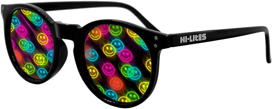 HI-LITES Smiley Special Effect Light Changing/Light Diffraksjonsbriller - Smiley Face Effect Senser - Designer Style