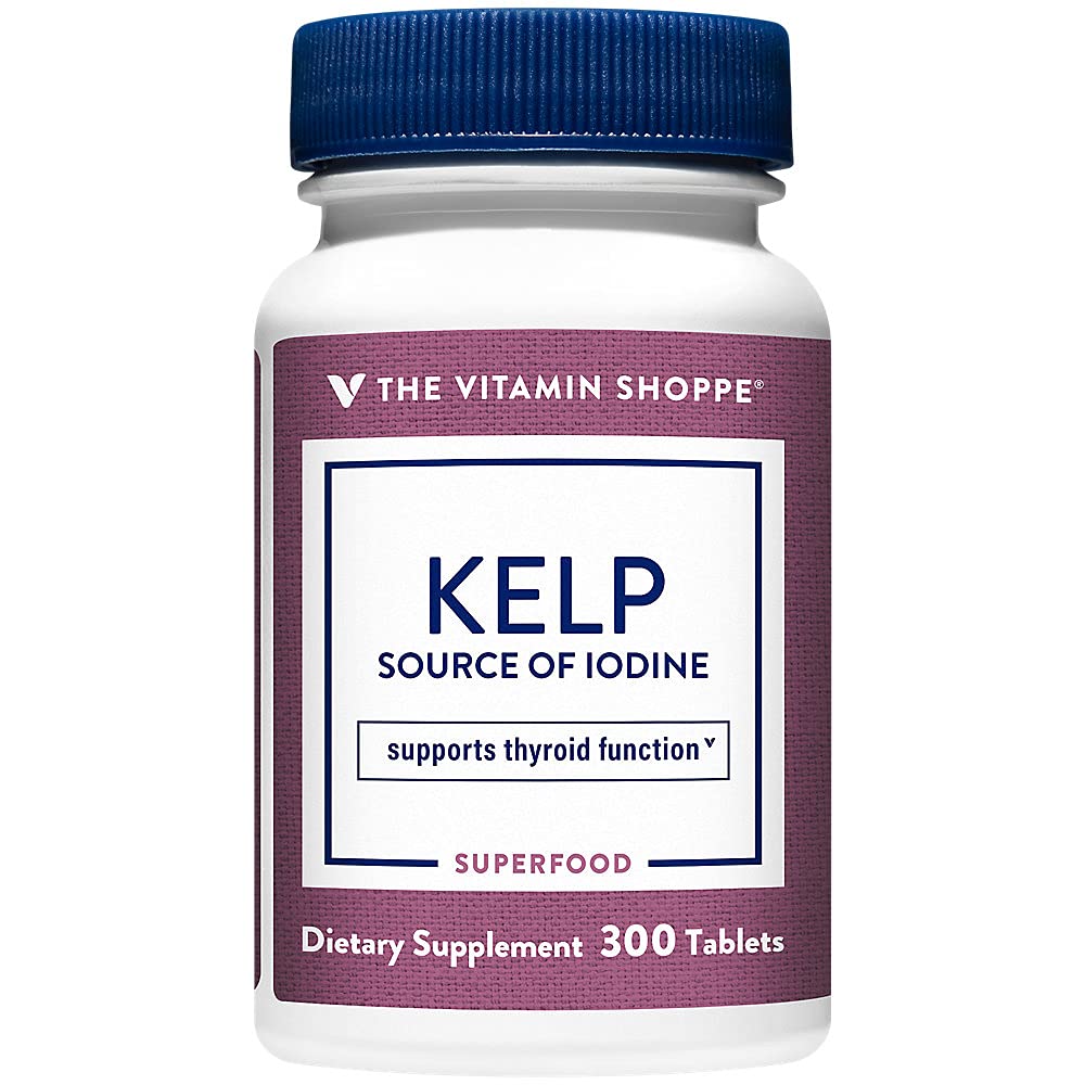 Vitamin Shope Kelp (fra Atlanterhavet Kelp & Kalium Iodin), kilde til jodin, Thyroid støtte, støtter energi og utholdenhet (300 tabletter)