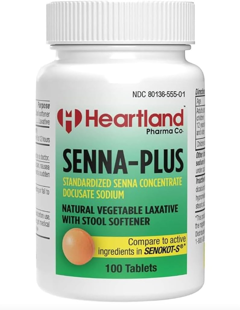 Senna-Plus naturlige grønnsaker Sennoside Laxative | Dokusat Natrium Stool Softener tabletter bindemiddel relief | 100 tabletter |2 pakke