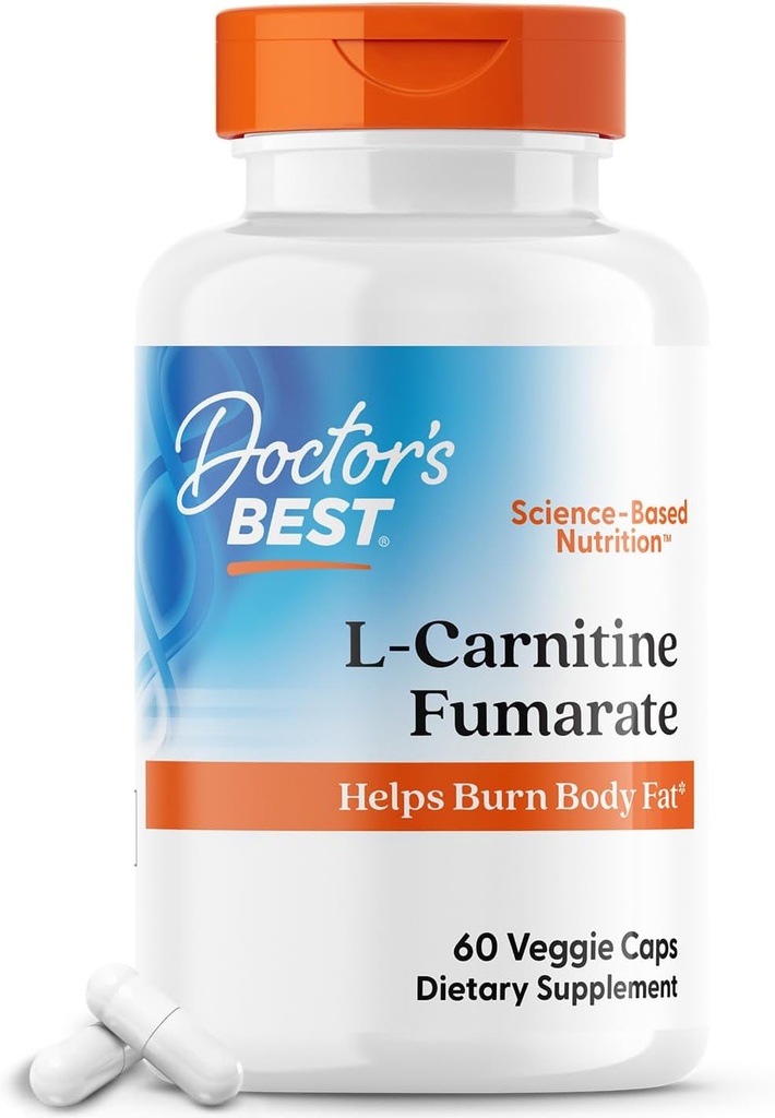 Leger BEST L-Carnitine Fumarate, hjelper brenne kroppsfett, ikke-GMO, Glutenfri, Soya Gratis, Vegan 60 Veggie Caps