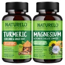 NATURELO Tumeric Curcumin, Plantebasert felles støtte, magnesiumglykinat, 200 mg magnesium - Glutenfri, ikke GMO - 120 kapsler