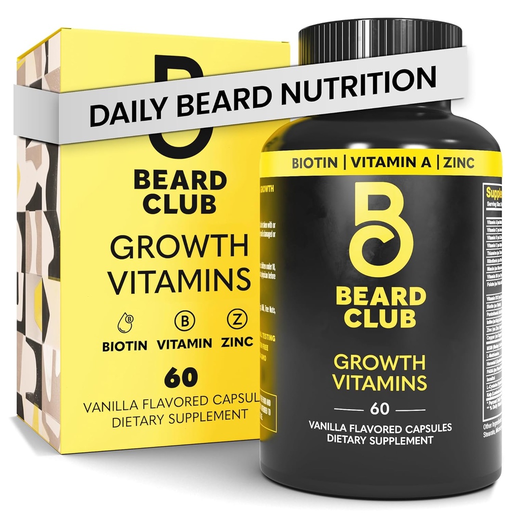 The Beard Club - Biotin Beard Growth Vitaminer - Støtte En Thicker Fuller Beard, Fyll i Patcher - Mineraler og multivitaminer Hjelp støtte og stimulere sunnere ansiktshårvekst