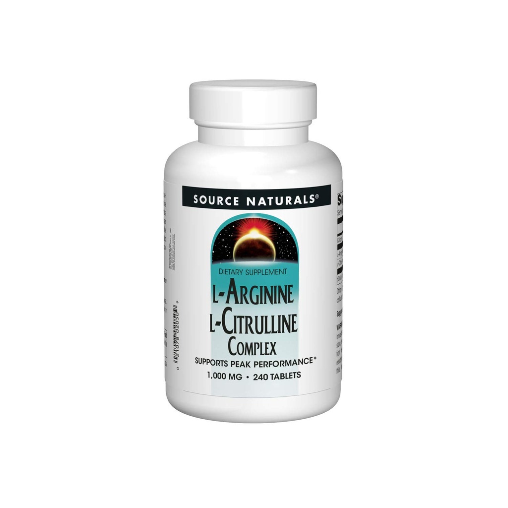Kilde Naturals L-Arginin L-Citrullin Complex, essensielle Aminosyre Supplement, støtter Peak ytelse* 1000 mg - 240 tabletter