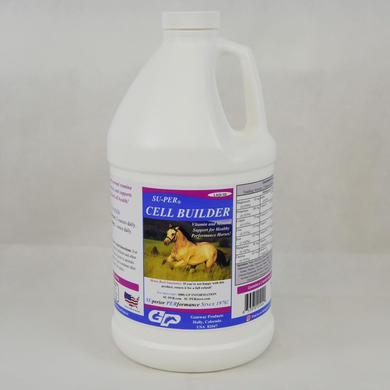 SU-PER Cell Builder Horse Supplement - høy jern vitamin Mineral Equine blodbuilder flytende for ytelse hester - 1/2 Gallon