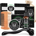 MALE GUD Beard Growth Kit, Beard Kit W/Beard Growth Oil, Beard Balm, Beard Comb, Massasjer for Spot/Patchy Beard, Julegaver for menn Han kjæreste ektemann