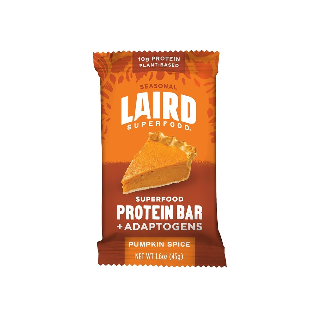 Laird Superfood Funksjonell Protein Bars – Protein Bar men bedre med ekte ingredienser, Funksjonelle moskéer 10g Plantebasert Protein, 6g Fiber - Ikke-GMO - Pumpkin, 10 Count (Pack of 1)